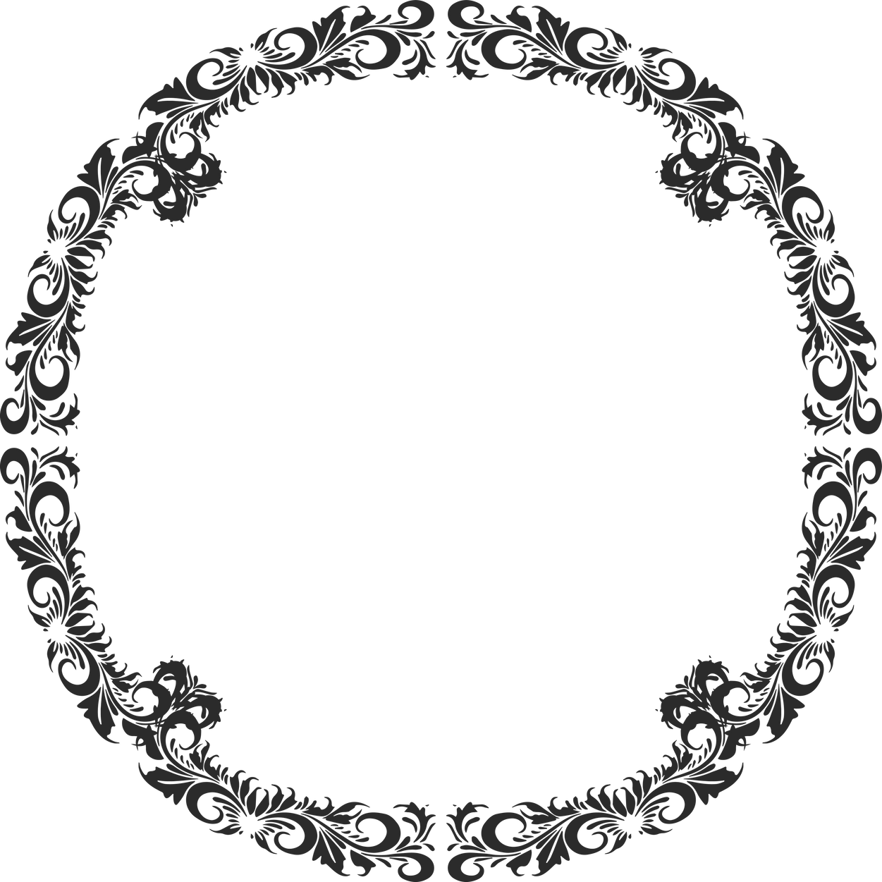 Vintage Frames Floral Round Ornate Black